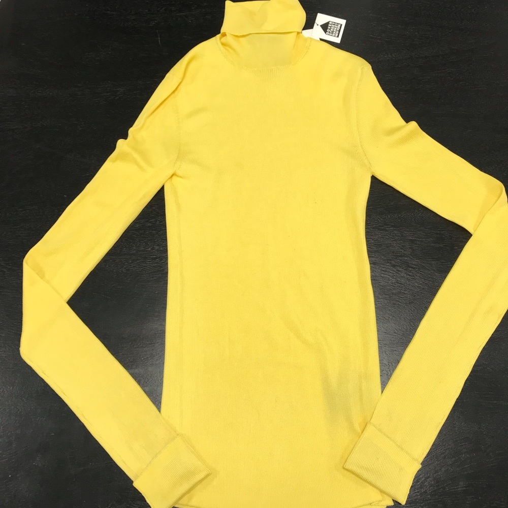 Yellow silk turtleneck